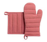 Winkler - Lot gant/manique Jona - Coton recyclé - Protection de cuisine, barbecue, pâtisserie - Dessous de plat en tissu