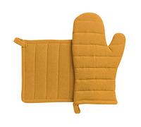 Winkler - Lot gant/manique Jona - Coton recyclé - Protection de cuisine, barbecue, pâtisserie - Dessous de plat en tissu