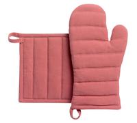 Winkler - Lot gant/manique Jona - Coton recyclé - Protection de cuisine, barbecue, pâtisserie - Dessous de plat en tissu