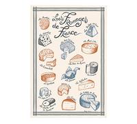 Winkler - Torchon Fromages de France - 72x48 cm - 100% coton absorbant - Fabriqué en France - Serviette à vaisselle, chiffon de nettoyage, lingette de séchage
