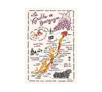 Winkler - Torchon La Carte Des Bourgognes - 72x48 cm - 100% coton absorbant - Fabriqué en France - Serviette à vaisselle, chiffon de nettoyage, lingette de séchage