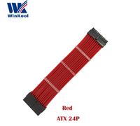 WinKool-Câble d'extension PSU gainé,ATX MB 24 broches femelle à mâle 24P 18AWG,gaine noire,blanche,bleue,rouge - Type Red-500mm
