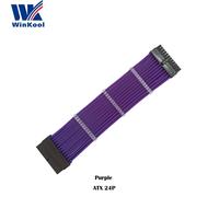 WinKool-Câble d'extension PSU gainé,ATX MB 24 broches femelle à mâle 24P 18AWG,gaine noire,blanche,bleue,rouge - Type Purple-500mm