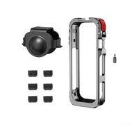 Winlaovate Étui de protection en alliage d'aluminium pour cage d'appareil photo Insta360 X5, avec couvercle d'objectif en silicone, bouton à dégagement rapide et protection contre le vent pour