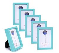 Winlor Cadres photo, mini cadres photo pour bébés, 2 x 3 pouces, lot de 6, pour décoration d'intérieur, cadres photo Polaroid avec aimant souple, aimants mignons pour réfrigérateur, bleu