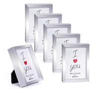 Winlor Cadres photo, mini cadres photo pour bébés, 2 x 3 pouces, lot de 6, pour décoration d'intérieur, cadres photo Polaroid avec aimant souple, aimants de Noël mignons pour réfrigérateur, argentés