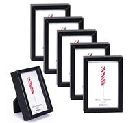 Winlor Cadres photo, mini cadres photo pour bébés, 2 x 3 pouces, lot de 6, pour décoration d'intérieur, cadres photo Polaroid avec aimant souple, aimants mignons pour réfrigérateur, noir