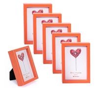Winlor Cadres photo, mini cadres photo pour bébés, 2 x 3 pouces, lot de 6, pour décoration d'intérieur, cadres photo Polaroid avec aimant souple, aimants mignons pour réfrigérateur, orange