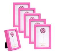 Winlor Cadres photo, mini cadres photo pour bébés, 2 x 3 pouces, lot de 6, pour décoration d'intérieur, cadres photo Polaroid avec aimant souple, aimants mignons pour réfrigérateur, rose