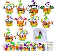 Winlyn Lot de 24 kits de bricolage d'Halloween pour enfants - Kit d'artisanat individuel en mousse de maïs fantôme monstre bonbon - Arts et travaux manuels pour enfants - Activités de salle de classe