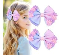 Winmany 2PCS Enfant en bas âge fille pinces à cheveux bébé mignon fleur arcs épingles à cheveux pinces crocodiles accessoires pour cheveux pour filles (Pourpre)