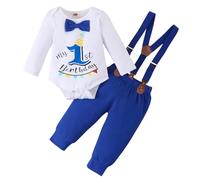 Winmany Bébé Garçons 1er Anniversaire Tenue Toddler Cake Smash Vêtements À Manches Courtes Combishort Porte-BÊTRES Shorts Premier Ensemble De Vêtements D’anniversaire