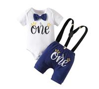Winmany Bébé Garçons 1er Anniversaire Tenue Toddler Cake Smash Vêtements À Manches Courtes Combishort Porte-BÊTRES Shorts Premier Ensemble De Vêtements D’anniversaire