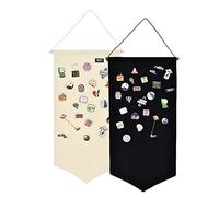 Winmany Boîte de rangement murale à suspendre pour broches, bijoux, toile, présentoir à épingles, bannière, boucles d'oreilles, collier, épingles à paillettes(noir + blanc)