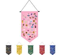 Winmany Boîte de rangement murale à suspendre pour broches, bijoux, toile, présentoir à épingles, bannière, boucles d'oreilles, collier, épingles à paillettes(rose)
