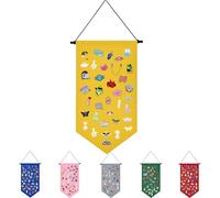 Winmany Boîte de rangement murale à suspendre pour broches, bijoux, toile, présentoir à épingles, bannière, boucles d'oreilles, collier, épingles à paillettes(jaune)