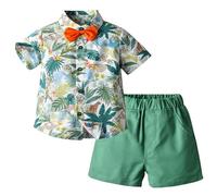 Winmany Ensemble Hawaï pour BéBé GarçOn Petits Enfants Chemise et Short en Coton pour Enfants VêTements Plage D'éTé à Fleurs Tropicales (2, Vert, 9-12M)