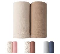Winmany Lot de 2 Couvertures d'emmaillotage en Musline pour Bébé, Couvertures de Réception pour Nouveau-né Garçon Fille, Couverture d'emmaillotage, Essentiels pour Bébé pour Toute l'année 100x100cm