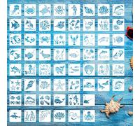 Winmany Lot de 60 pochoirs réutilisables pour peinture créatures marines sur bois, décoration murale et maison 7.6 x 7.6CM