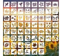 Winmany Lot de 60 pochoirs réutilisables pour peinture, papillon, fleur, oiseau, peinture ajourée, loisirs créatifs, décoration murale en bois, décoration d'intérieur