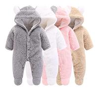 Winmany Nouveau-né bébé dessin animé barboteuse combinaison de neige manteau d'hiver polaire combinaison à capuche (Gris, 0-3 mois)