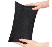 Winmany Petit coussin rectangulaire de voyage avec taie d'oreiller amovible en peluche - 27,9 x 17,8 cm - Pour adultes, animaux de compagnie, chien (noir)