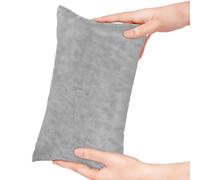 Winmany Petit coussin rectangulaire de voyage avec taie d'oreiller amovible en peluche - 27,9 x 17,8 cm - Pour adultes, animaux de compagnie, chien (gris)