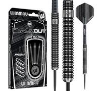 WINMAU Blackout 22g Ensemble de Fléchettes en Tungstène avec Vols Prism et Arbres (Tiges)