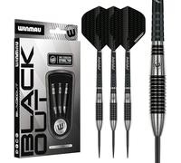 WINMAU Blackout Series Torpedo Steel Tip Fléchettes - 90 % tungstène - Fléchettes professionnelles avec ailettes et tiges - Fléchettes de tournoi précises pour l'entraînement et la compétition