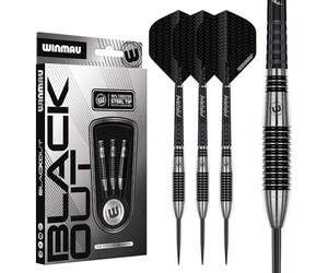 WINMAU Blackout Series Torpedo Steel Tip Fléchettes - 90 % tungstène - Fléchettes professionnelles avec ailettes et tiges - Fléchettes de tournoi précises pour l'entraînement et la compétition