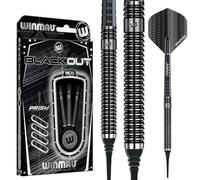 WINMAU Blackout Softip Lot de fléchettes Professionnelles en tungstène avec ailettes et tiges 18 g