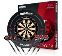 WINMAU Cible de fléchettes professionnelle Winmau avec bordure PDC | 2 jeux de fléchettes en acier, système Rota Lock | Cible de fléchettes en sisal | Idéal pour les tournois et l'entraînement