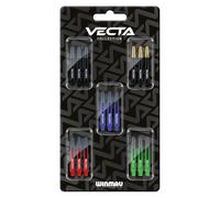 WINMAU - Collection de tiges de fléchettes Vecta - Tiges de fléchettes Multipack 5 jeux par paquet (15 pièces) - Tige moyenne - Accessoires de fléchettes professionnels - Contient noir, bleu, rouge