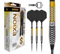 WINMAU Darts - Exion 22g Pointe Acier | Professionnel 90% Tungstène | Switch Point Tech | Onyx & Or Barils Torpedo | 2 Pointes Interchangeables (Wave/Lisse) Changement Rapide