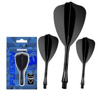 Winmau Darts - Fusion Système intégré de vol et d'arbre - Arrow Forme et Design - Couleur Noire, Longueur Courte