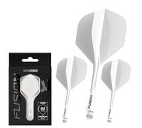 WINMAU Darts - Fusion Système intégré de vol et d'arbre - No.6 Forme et Design - Blanc Couleur, Longueur Courte
