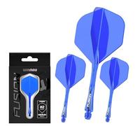 WINMAU Darts - Fusion Système intégré de vol et d'arbre - No.6 Forme et Design - Bleu Couleur, Longueur Moyenne