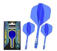 Winmau Darts - Fusion Système intégré de vol et d'arbre - No.6 Forme et Design - Bleu Couleur, Longueur Moyenne