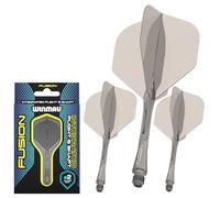 Winmau Darts - Fusion Système intégré de vol et d'arbre - No.6 Forme et Design - Gris Couleur, Longueur Courte