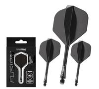WINMAU Fusion Solid Black Short Ingrated Flight and Shaft System - 1 Jeu par Paquet (3 ailettes et tiges au Total)