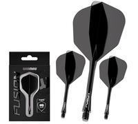 WINMAU Darts - Fusion Système intégré de vol et d'arbre - No.6 Forme et Design - Noir Couleur, Longueur Moyenne