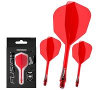 WINMAU Darts - Fusion Système intégré de vol et d'arbre - No.6 Forme et Design - Rouge Couleur, Longueur Courte