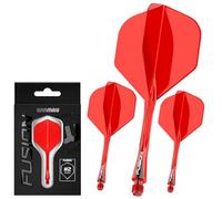 Winmau Darts - Fusion Système intégré de vol et d'arbre - No.6 Forme et Design - Rouge Couleur, Longueur Moyenne