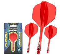 Winmau Darts - Fusion Système intégré de vol et d'arbre - No.6 Forme et Design - Rouge Couleur, Longueur Moyenne