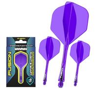 WINMAU Darts - Fusion Système intégré de vol et d'arbre - No.6 Forme et Design - Violet Couleur, Longueur Courte