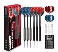 WINMAU Darts Mark Webster Twinset - Acier de qualité supérieure - 19g Jeu de fléchettes à Pointe en Acier avec ailettes et tiges de fléchettes, y Compris Une Carte de Score