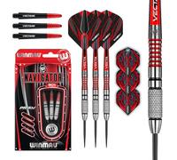 WINMAU Darts Navigator 23g - 90% Jeu de fléchettes à Pointe en Acier tungstène avec ailettes et tiges de fléchettes