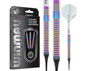 WINMAU Darts Solaris Urban 19g Baril / 21g Poids Total Jeu de fléchettes Professionnelles à Pointe Souple en tungstène avec ailettes et tiges (tiges)