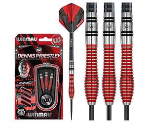 WINMAU Dennis Priestley Édition Spéciale 24g Ensemble de Fléchettes en Tungstène avec Vols et Arbres (Tiges)