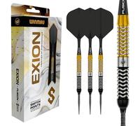 WINMAU Exion Fléchettes professionnelles 90 % tungstène | Fléchettes professionnelles avec technologie Switch Point | Courbes parallèles onyx et or | 2 pointes interchangeables | Tiges courtes et